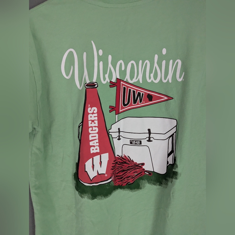 Wisconsin Mint Green Pocket Tee — Short Sleeve Women's Crew Size Medium - Picture 4 of 4